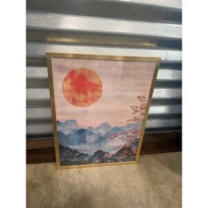 Japanese Landscape Sunset Canvas Wall Art 12 x 16 Framed Print for Home Decor